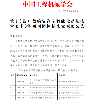 《港口散粮装汽车智能化系统技术要求》等四项标准立项获批(图1)