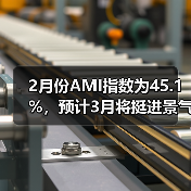 2月份AMI指数为45.1%，预计3月将挺进景气区间（图2）